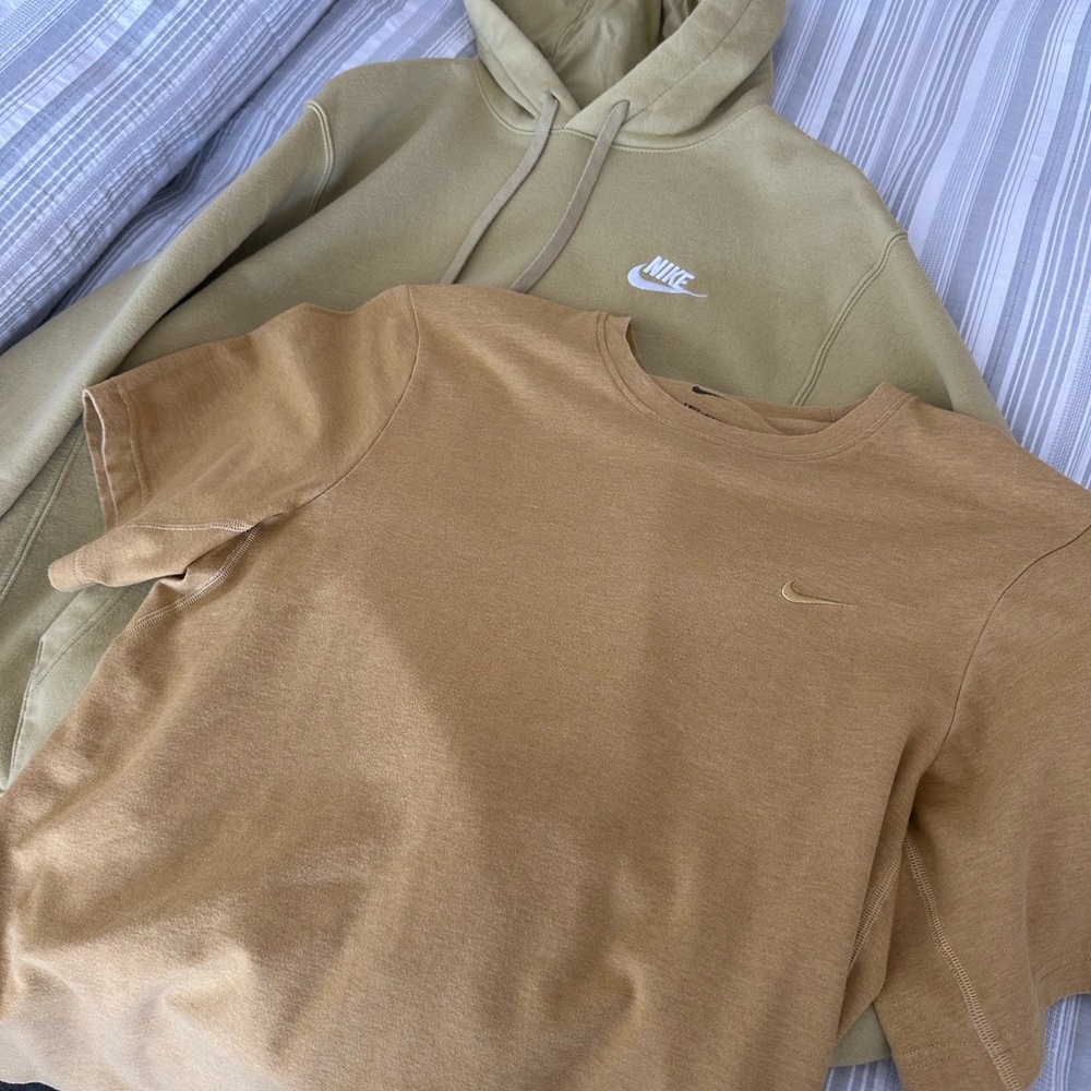 Nike Tan and Olive Hoodie and T-Shirt Set